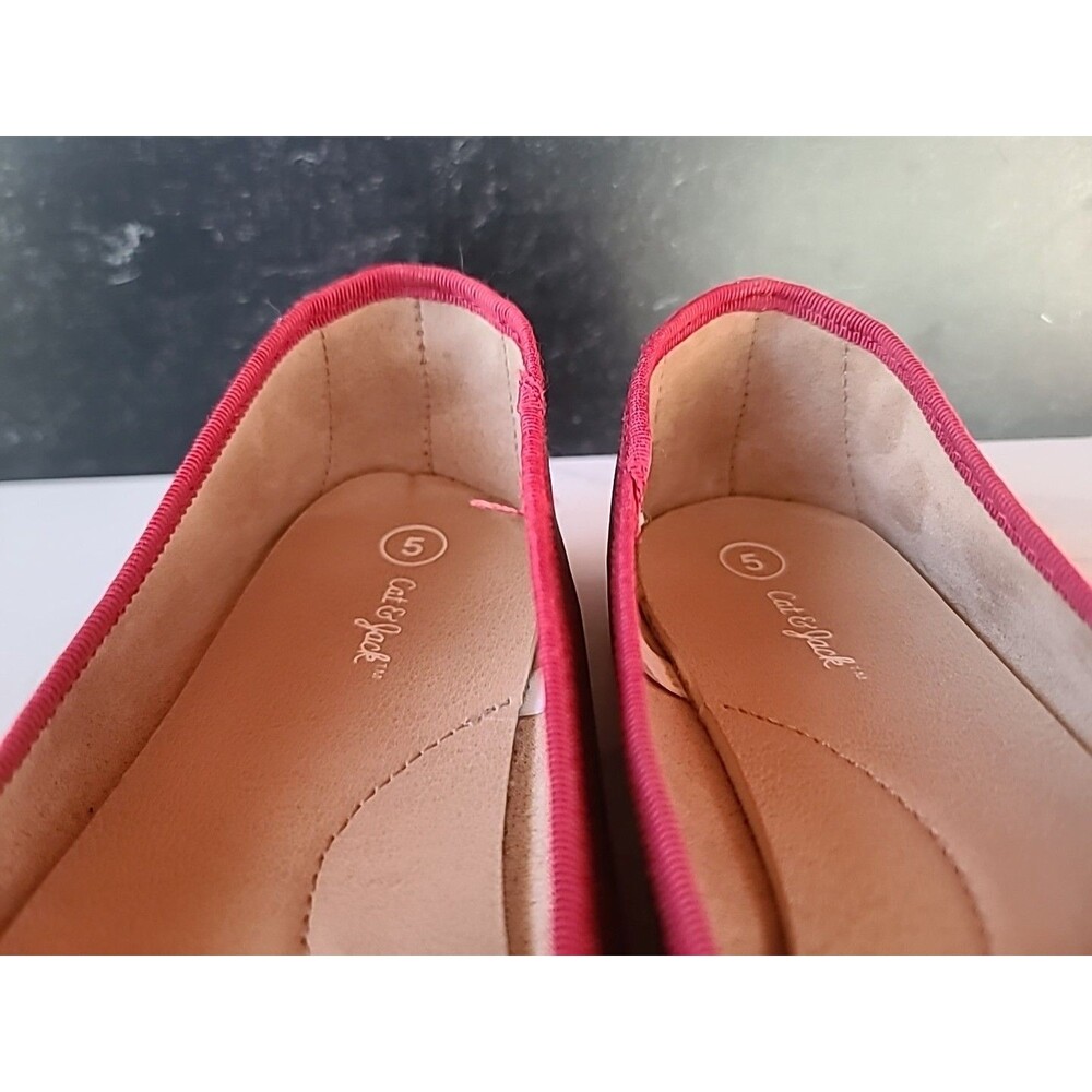 Cat & Jack Girls Kids Genice Red Glitter Slip On Ballet Flats Shoes Size 5 - Picture 9 of 10